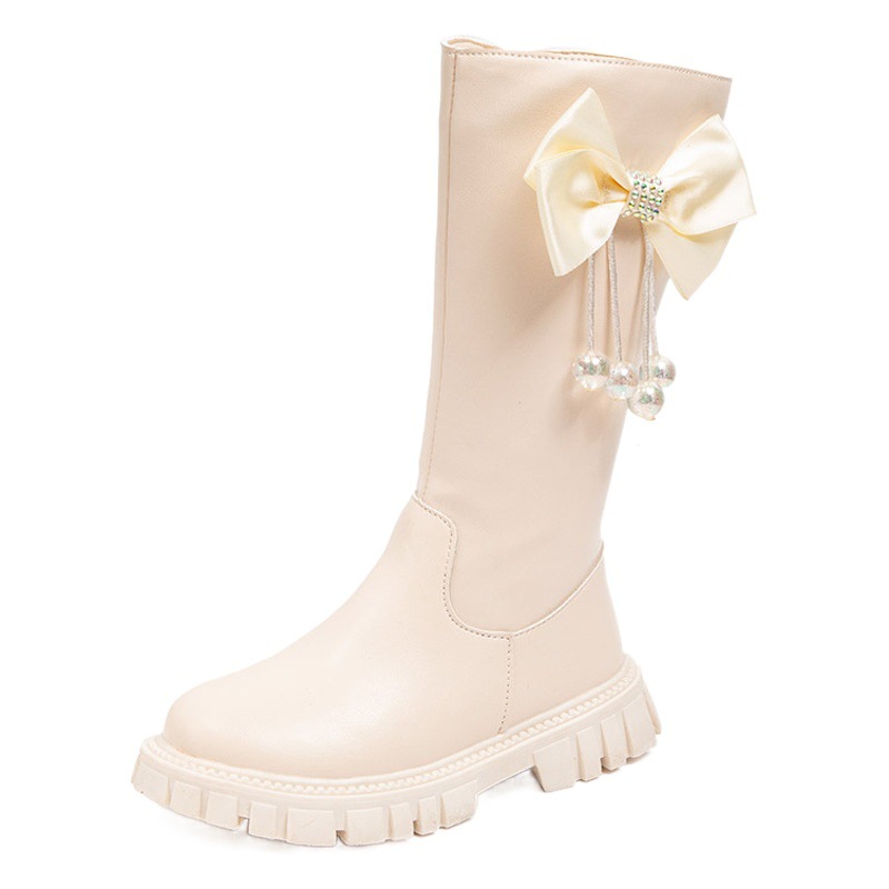 Girls' Boots Long Princess Fashionable Boots Kidsren's Boots High Boots Autumn and Winter New Girls Soft-Soled Leather Boots