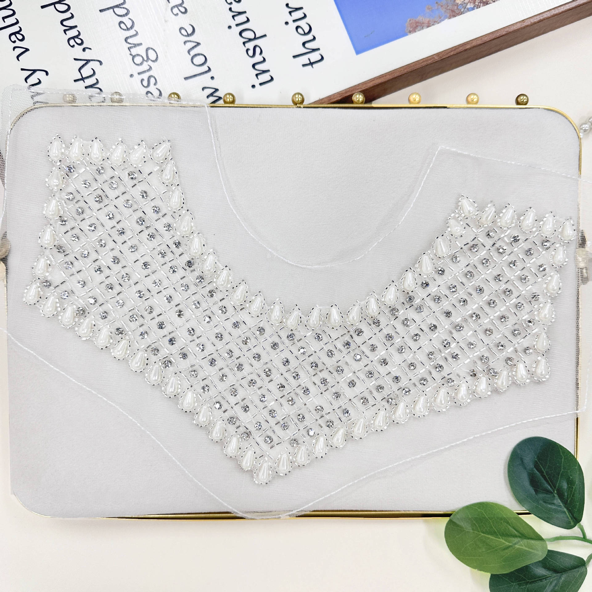Tubo de encaje de cuentas de diamante cuello bordado accesorios de ropa vestido de boda DIY ropa de decoración de ropa de niños