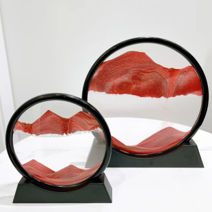 Factory Direct Sales Round 3D Glass Quicksand Painting Hourglass Flowing Landscape Decorative Painting Craft Gifts Home Furnishings