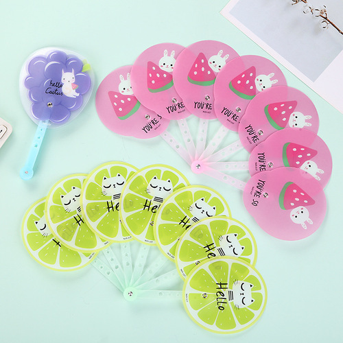 Factory direct selling fruit fan wholesale summer cartoon fruit folding fan children primary school students reward small gifts
