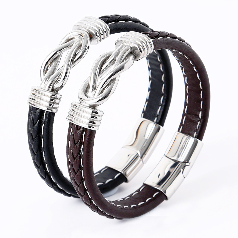 European and American Fashion Commuter Bracelet Men's Bracelet Leather Bracelet Alloy Magnetic Twist Bracelet