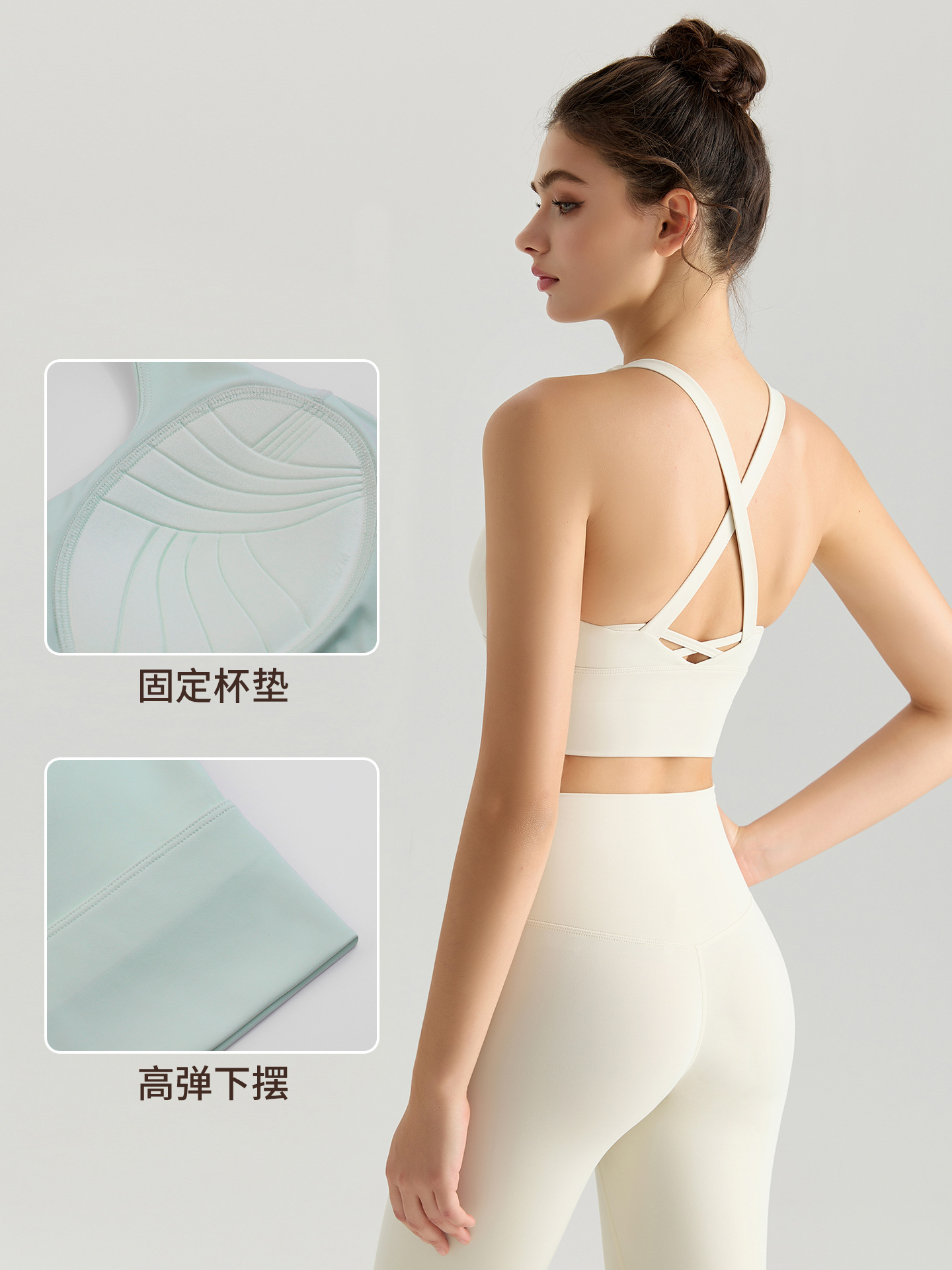 LAHN-Sujetador deportivo de yoga para mujer, estilo de chaleco, parte de atrás bonita, cruzada larga, parte de atrás bonita, copa sólida, envoltura de burbujas, ropa exterior para fitness