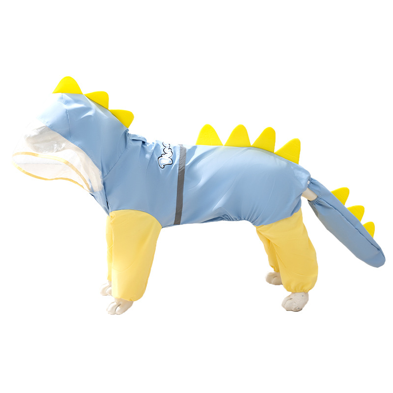 Perro mediano y grande Golden Retriever Dinosaur Impermeable Perro grande Cuádruple Todo incluido con cola Perro mascota Impermeable