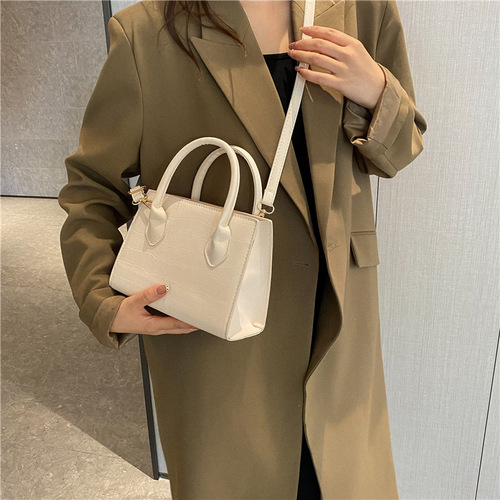  new style retro texture simple women's bag fashionable stone pattern crossbody bag ins small square bag fashion handbag