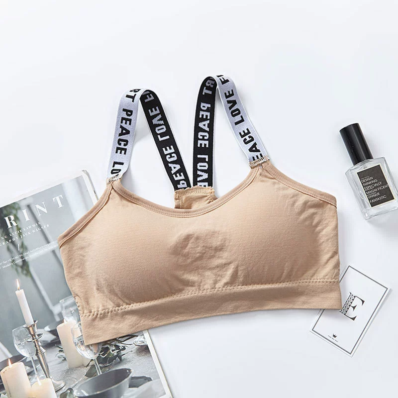 (Cross-border trading), underwear, sports tube top, bra, T-shirt, English letters, lifting effect, for running, beautiful back