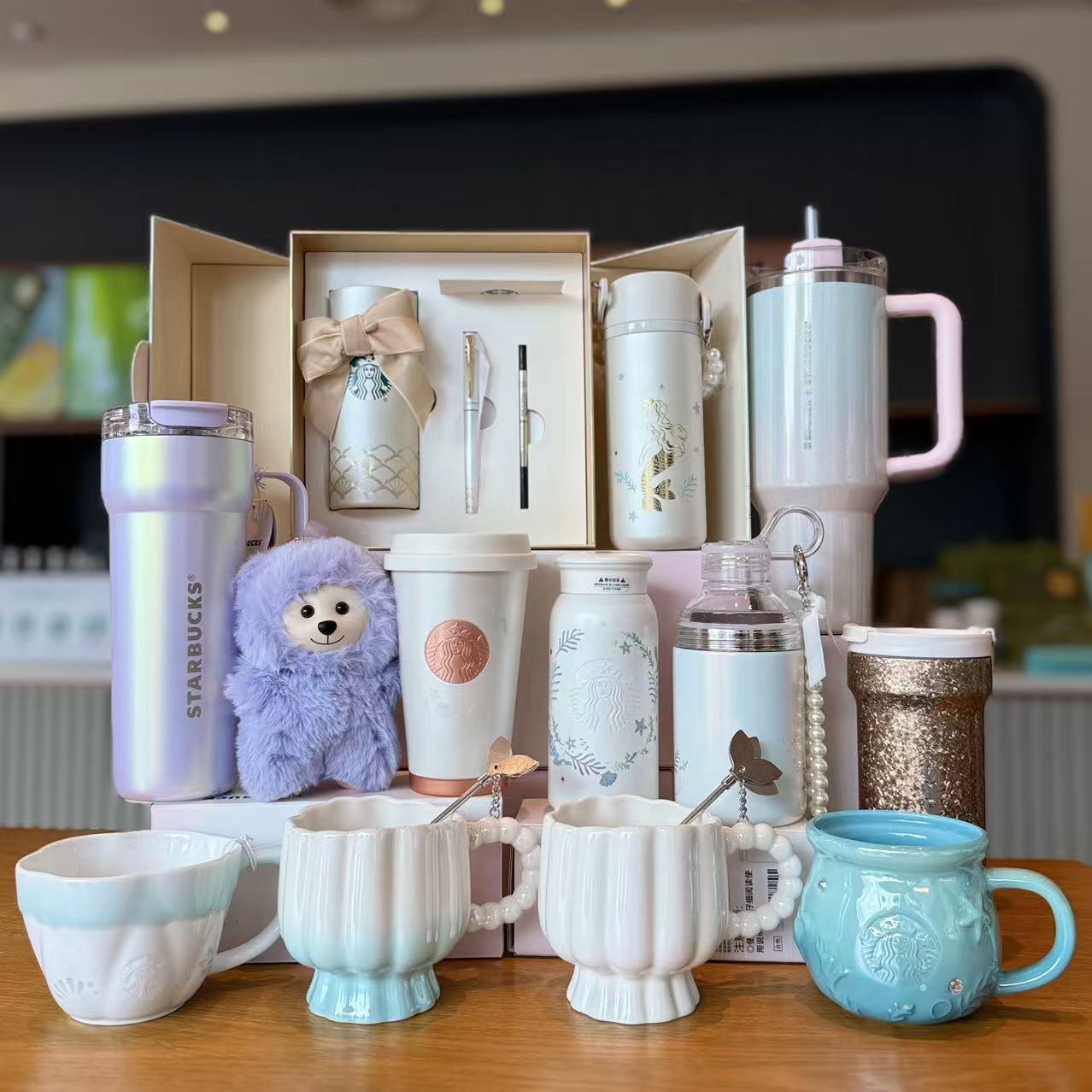 杯子2025浪漫海洋周年系列简约陶瓷马克杯不锈钢吸管杯