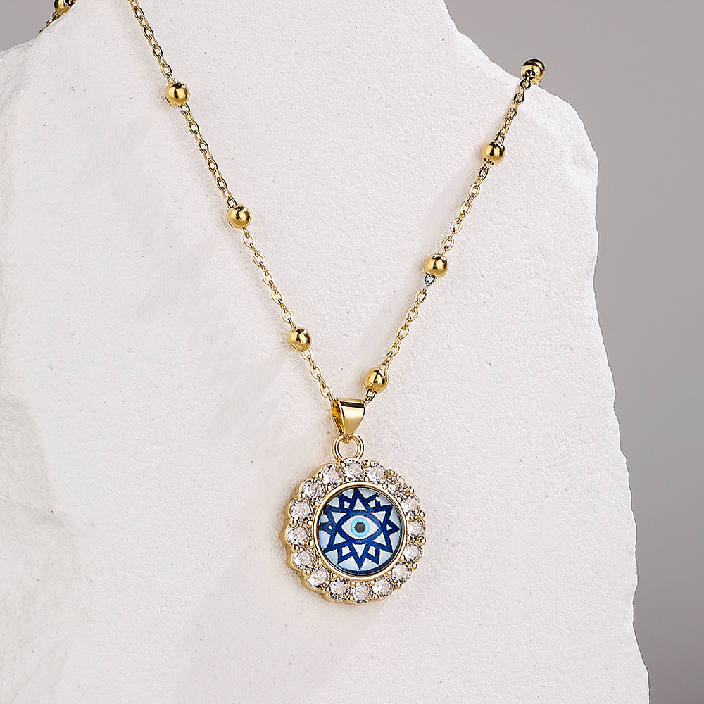 Fashion Eye Copper Inlay Zircon Pendant Necklace 1 Piece