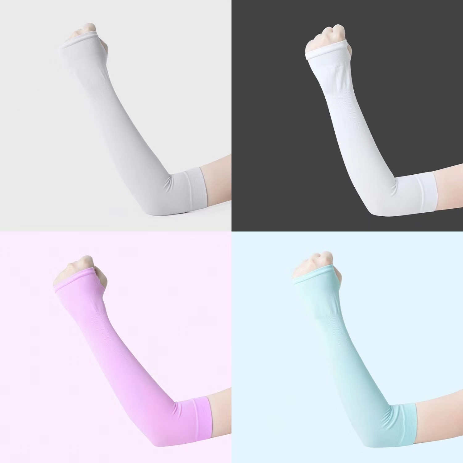 Sun Protection Sleeve for Kids, Ice Socks for Boys, Solid Color Nylon UV Protection Baby Gloves, Outdoor Cute Infant Sleeve Socks