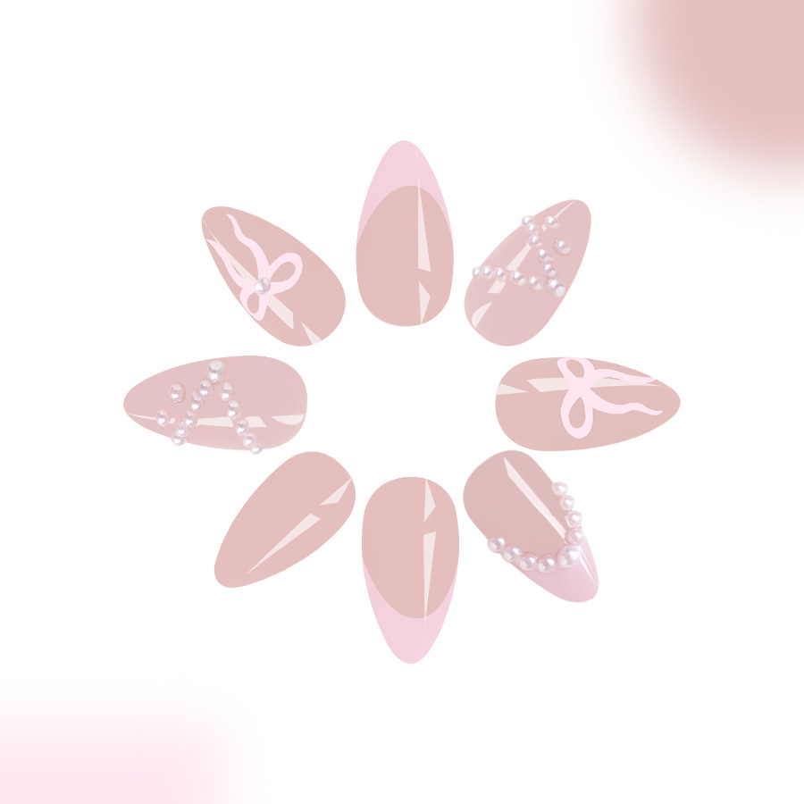 Manicure curta de amêndoa brilhante Europa e Estados Unidos comércio exterior transfronteiriço pó leve através do arco de pérola inferior manicure destacável 24_voghion.com