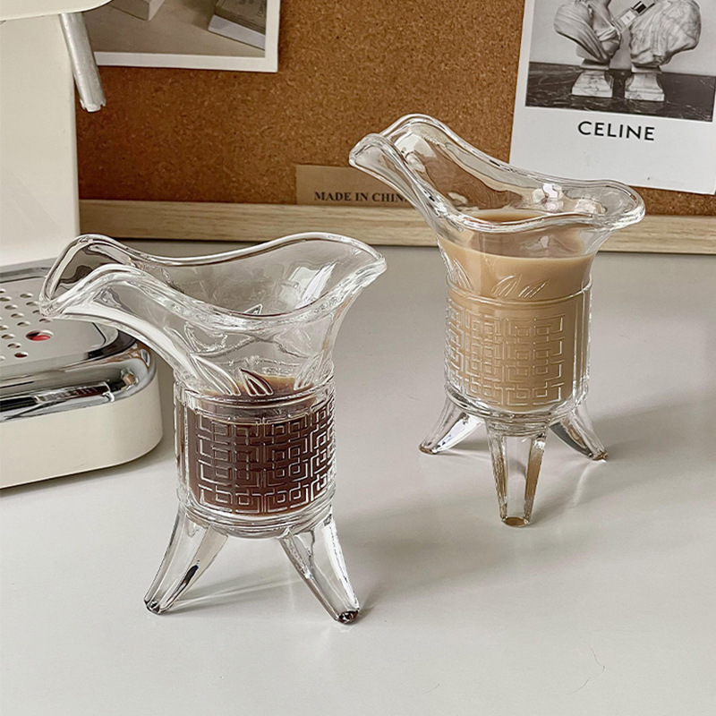 ins creative funny Qin Shihuang milk tea cup glass emperor cup ancient three-legged cup imitation antique cup wine cup