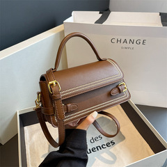 復古時尚簡約質感手提包2024春季新款百搭ins單肩斜挎包小方包女