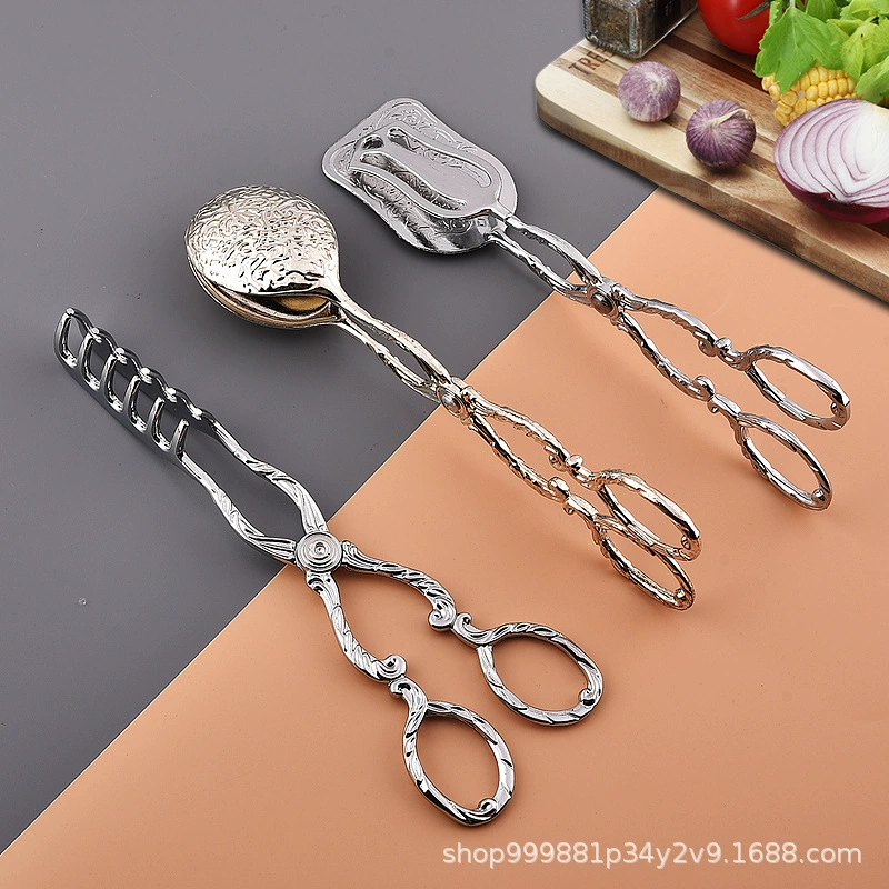 Креативные ретро-щипцы для барбекю из цинкового сплава оптом, бытовые кухонные щипцы для еды, щипцы для хлеба для отелей, зажимы для еды