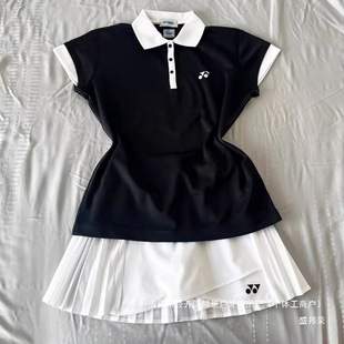 Sports and Fitness Women's Short Skirt Summer Quick-Drying Suit Breathable Small Flying Sleeve Pleated Skirt New Tennis Badminton No