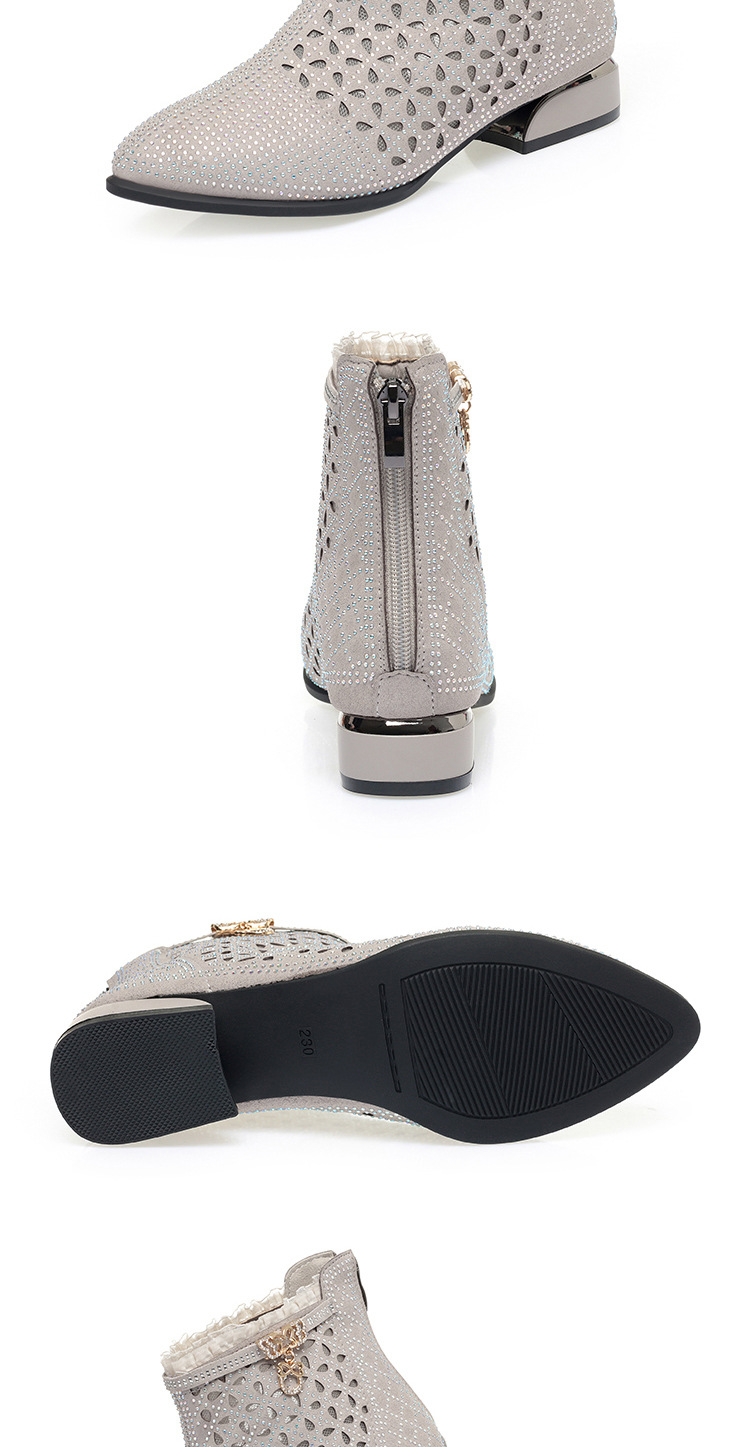 Sandal nữ da thật quai chữ V đế thấp gót 4.5 cm lưới thoáng khí — Đen【Gót trung 4.5cm】 chi tiết 14