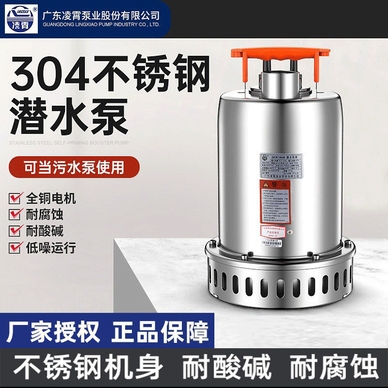 Guangdong Lingxiao QCK type 304 stainless steel DC submersible pump household water pump breeding circulating automatic sewage pump Guangdong Lingxiao QCK type 304 stainless steel DC submersible pump household water pump breeding circulating automatic sewage pump
