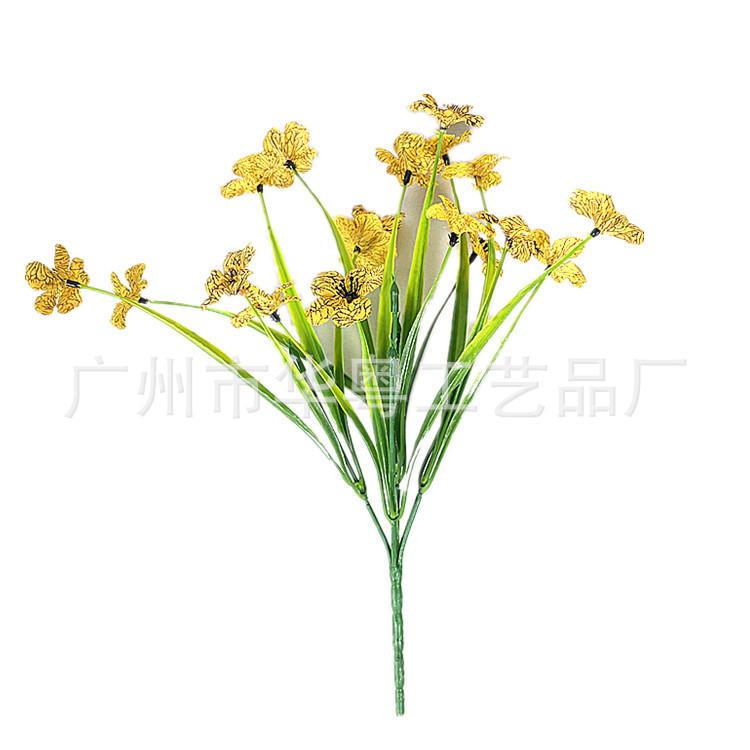 Amazonas primavera hierba flor simulación 5 plantas de agua violeta Flor de seda serigrafía Margarita bailando orquídea bailando