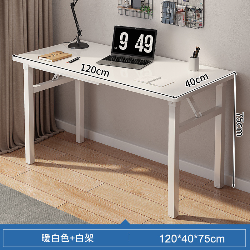 Mesa plegable rectangular, escritorio para computadora, puesto de color nogal, escritorio largo, escritorio de entrenamiento, escritorio simple para el hogar