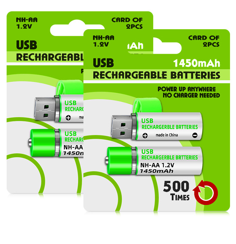 New Rechargeable Battery Large Capacity Aa Nickel Metal Hydride Battery 1.2V Household Toy Remote Control Mouse USB Supply