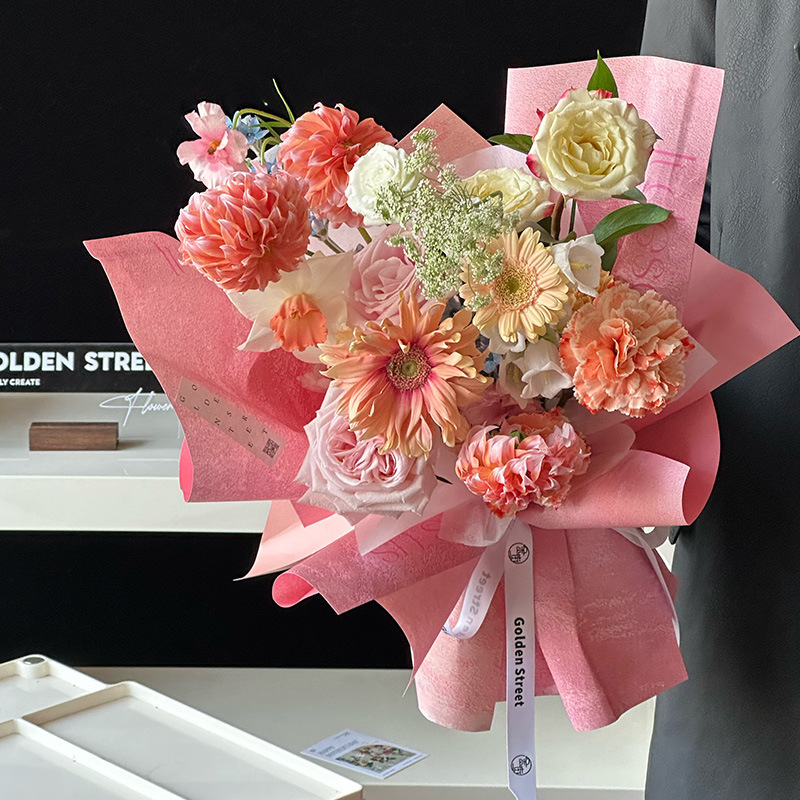 Papel de envoltura de textura Brahma material de ramo de flores papel de envoltura de flores retrógrado pintura al óleo material de florista de papel de arte