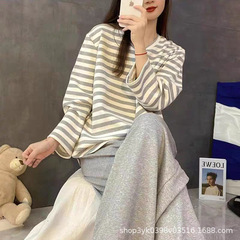女性のためのパジャマ春と秋 2025 新しい長袖ズボン韓国スタイルカジュアルストライプは家の服スーツの外で着用できます卸売