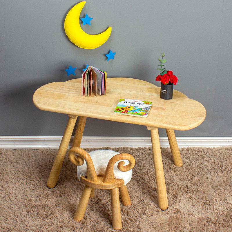 Children's Study Table Solid Wood Desk Home Writing Desk and Chair Kindergarten Early Education Painting Game Student Desk and Chair
