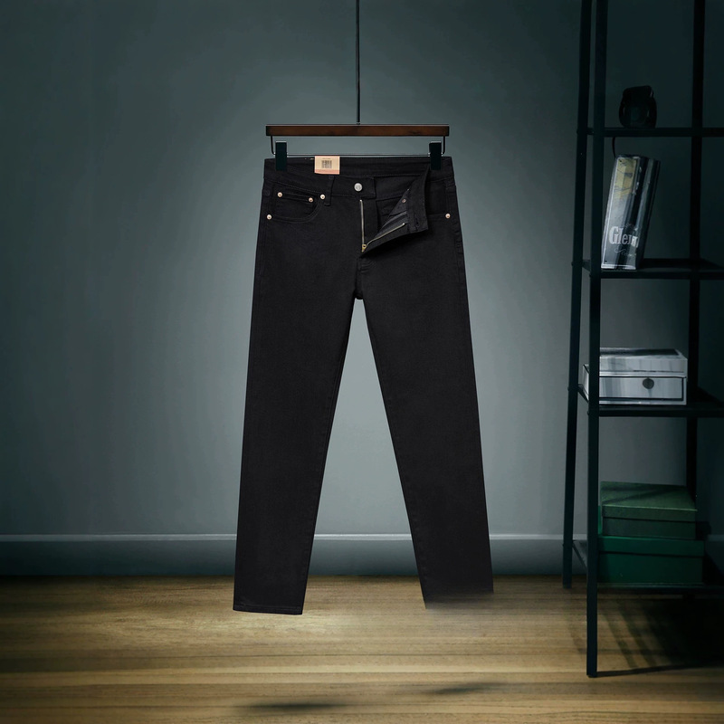 Cross-border uruslvs501 men's jeans for autumn and winter, business straight-leg stretch casual blue-black long pants