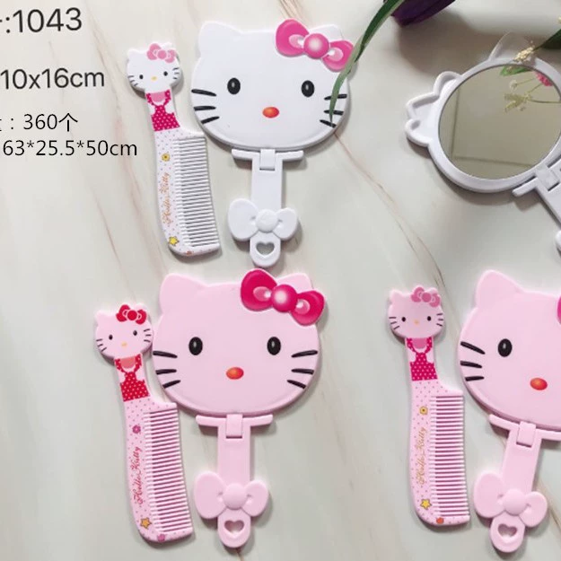 "Foldable Cartoon Handheld Mirror, Kitten Print Compact Mirror with Comb, 13.5×12.5 cm" -> "Складное карманное зеркальце с мультяшным принтом котёнка и расческой, компактное зеркало 13,5×12,5 см"