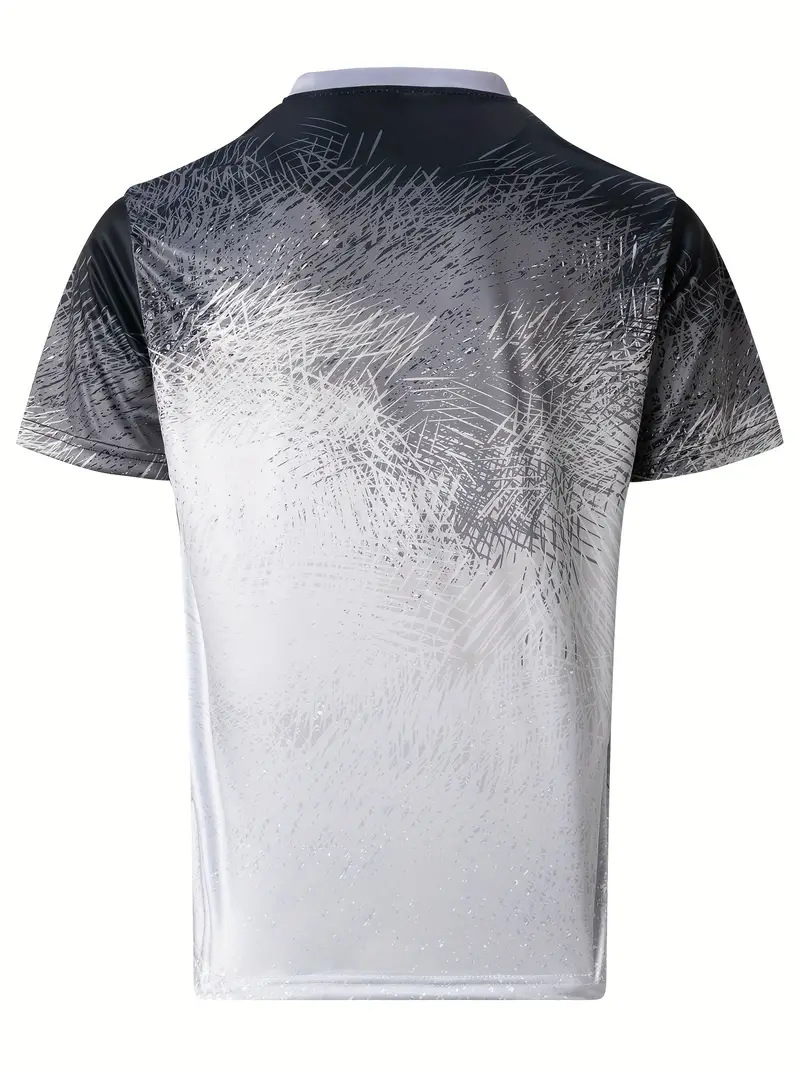 Polo da uomo casual a righe sfumate con collo alla coreana_voghion.com