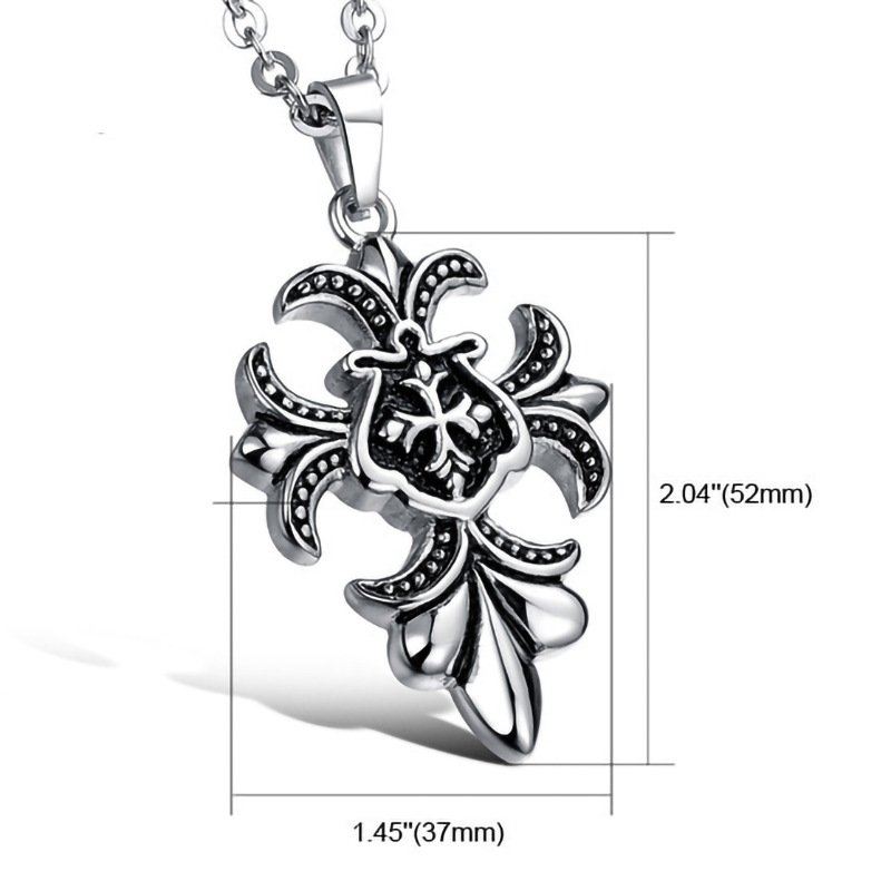 Men's Cross Chain Necklace With Skull Pendant For Everyday Wear_voghion.com