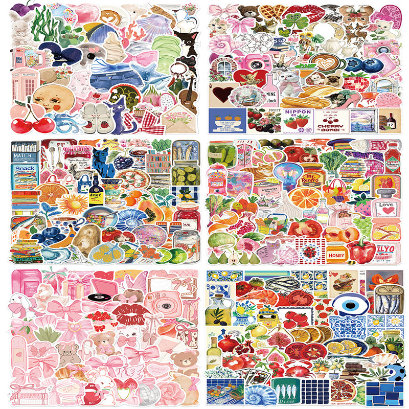 50 Pink Aesthetic Aesthetic Graffiti Stickers Guitar Notebook Luggage DIY Waterproof Stickers Cross Border