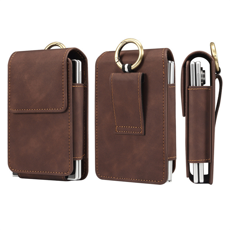 Folding Screen Phone Huawei Pura X Max/Samsung Galaxy Z Fold 8 Wide Universal Leather Case Waist Bag