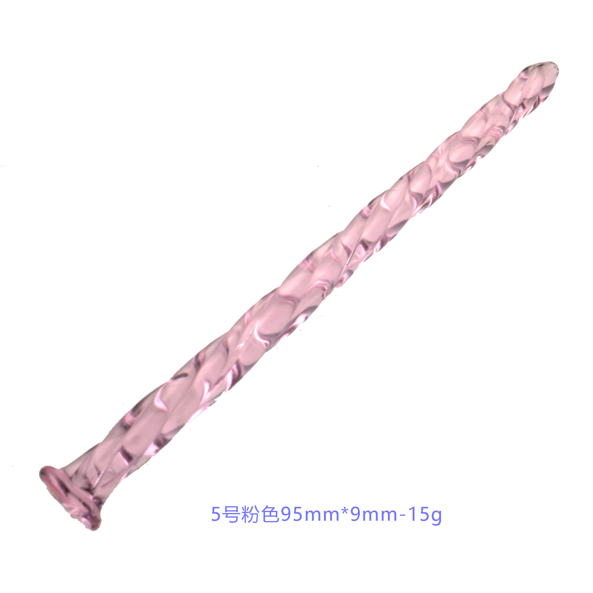 Spiral Crystal Glass Urethral Sound Stick, Twist Rotating Manual Plug, 95mm Pink — detail image 5