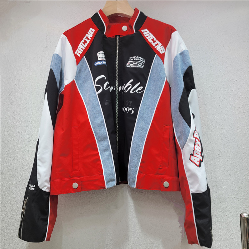 Trendy Fashion Short 2025 New Popular Women's Stand Collar Patchwork Color-Block Biker Baseball Jacket