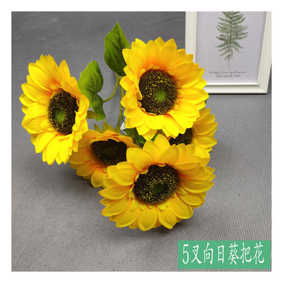 5頭7頭9頭向日葵仿真花 假花擺設太陽花花束客廳家居裝飾花藝擺件