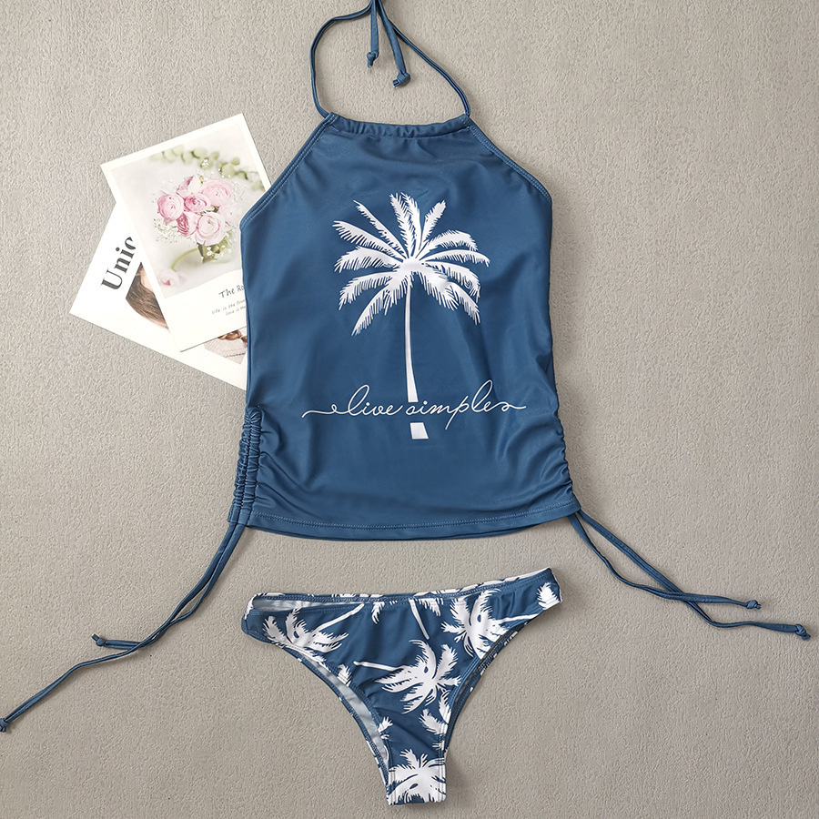 Polyester Fabric Type Women's Multicolor 2 Pieces Set Tankinis Swimwear