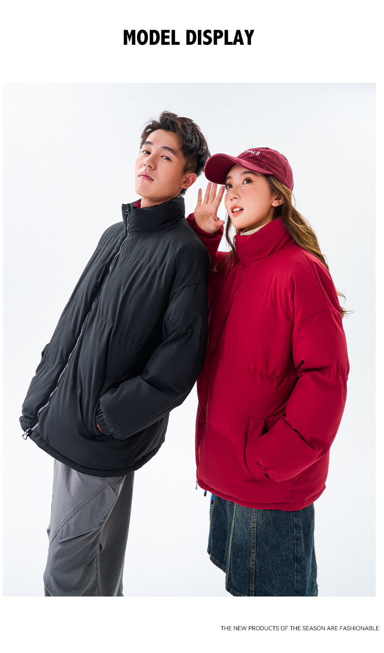 Padded-on Clothes Men's And Women's Loose Stand-up Collar Padded Jacket Warm And Thickened Padded Clothes Men's Tops Couple Jacket_viptrois.com