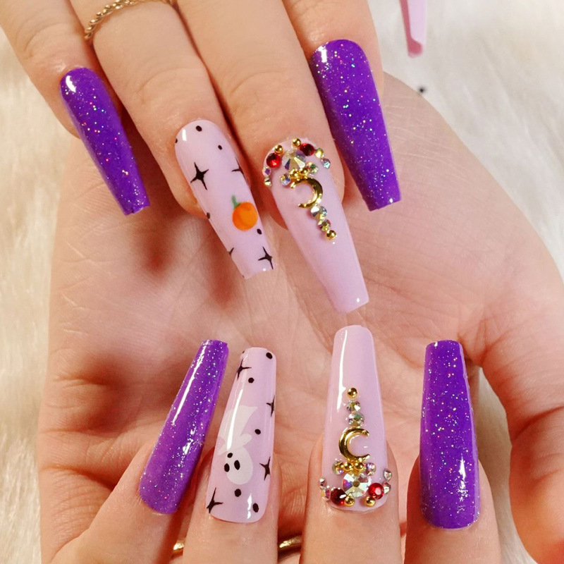 Halloween Wear Armor Long Ballet Armor False Nails Pumpkin Glitter Ballet Nail Nail Nails Halloween Wear Armor Long Ballet Armor False Nails Pumpkin Glitter Ballet Nail Nail Nails