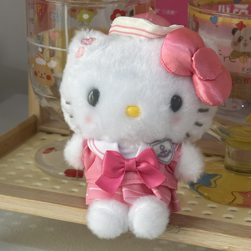 黑色草帽kitty帽宝宝挂件爱心扣公仔玩偶可爱赫本风挂饰钥匙扣|undefined
