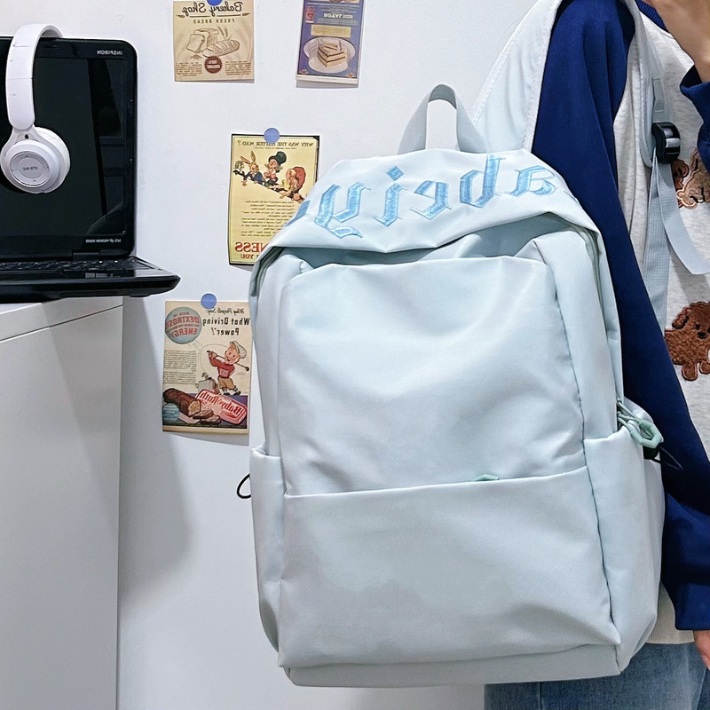 Simple Solid Color School Bag for Middle and High School Students, Women's 2026 New Model, Men's Large Capacity Backpack, Short Trip Travel Backpack