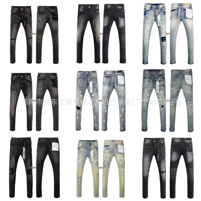 High-Quality Pu Foreign Trade Cross-Border Vintage Splatter Ink Slim-Fit Skinny Trendy Brand Pants with Ripped Patches and Embroidery Men's Jeans High-Quality Pu Foreign Trade Cross-Border Vintage Splatter Ink Slim-Fit Skinny Trendy Brand Pants with Ripped Patches and Embroidery Men's Jeans