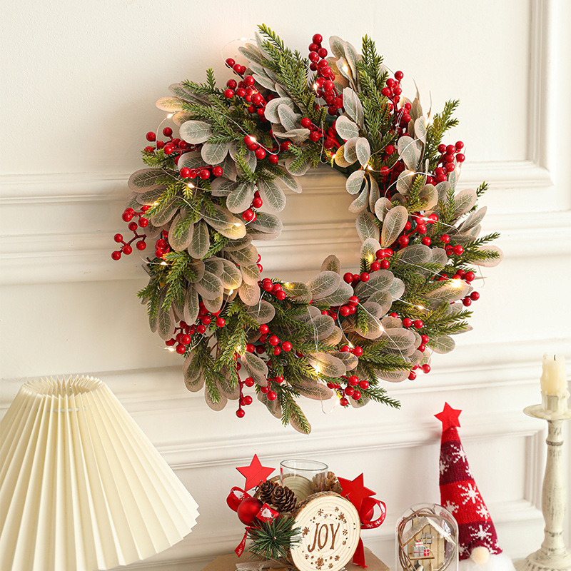 Nuevo 40CM guirlandas de Navidad fruta roja paquete de lujo colgante de puerta decoración guirlandas de caña suministros de decoración del hotel