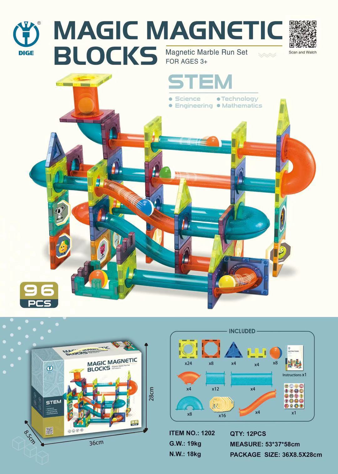 Bloques magnéticos con rodillos y tubos para niños