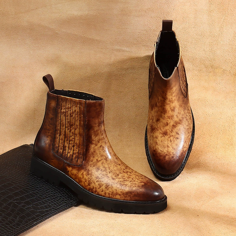 Мужские высокие модные кожаные сапоги для бизнеса и отдыха