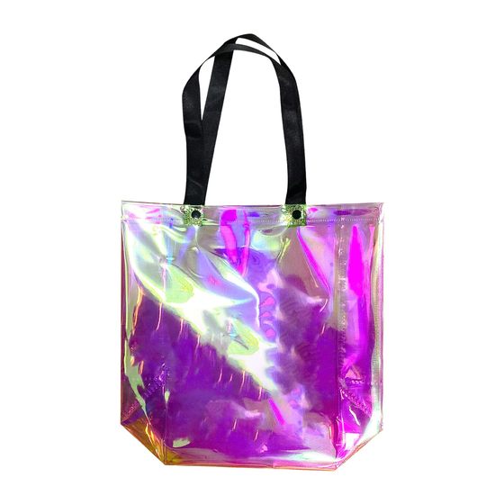 Laser Handbag PVC Colorful Logo Internet Celebrity Transparent Jelly Handbag Gift Bag Transparent Plastic Bag Customization