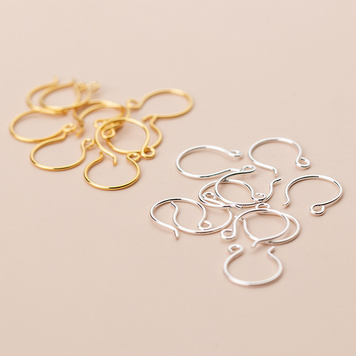 S925 plain silver electroplated gold 0.8 wire diameter ear hook semi-finished earring material DIY jewelry accessories wholesale S0702