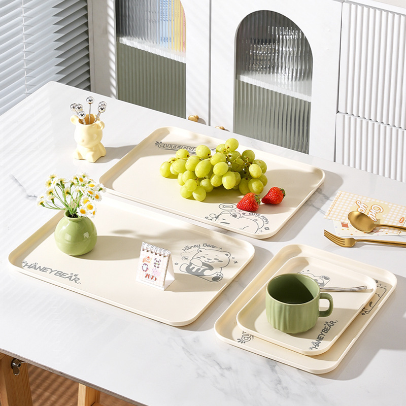 クリームスタイル大型トレイ家庭用長方形ティーカップウォーターカップティートレイ食品グレード幼稚園パンスナックプレート|undefined
