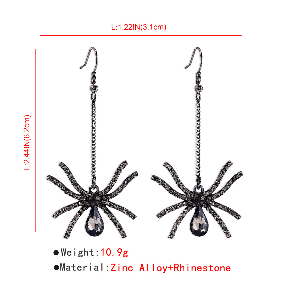22g Weight No Inlaid Inlay Material Earrings Classification Housewarming, Anniversary, Business, Wedding, Travel, Birthday, Festival Occasion Alloy Material Halloween Festival Geometric Pattern Women'S Gender Fashion Style Halloween New Spider Geometric Alloy Diamond Earrings Wholesale Nihaojewelry 13