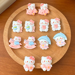 新款卡通騎木馬小貓樹脂配件DIY亮面髮夾材料洞洞鞋口服裝配飾