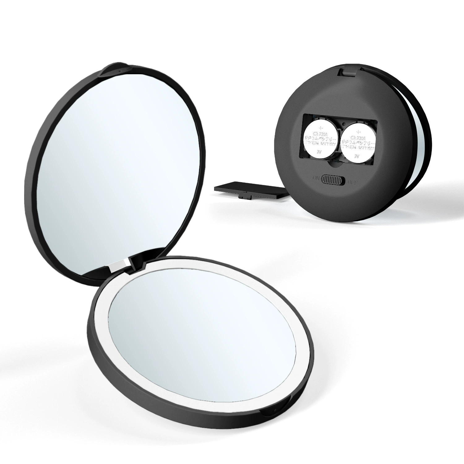 Handheld Folding Mirror (Amazon) 2× Magnification, LED Rechargeable, Portable Compact