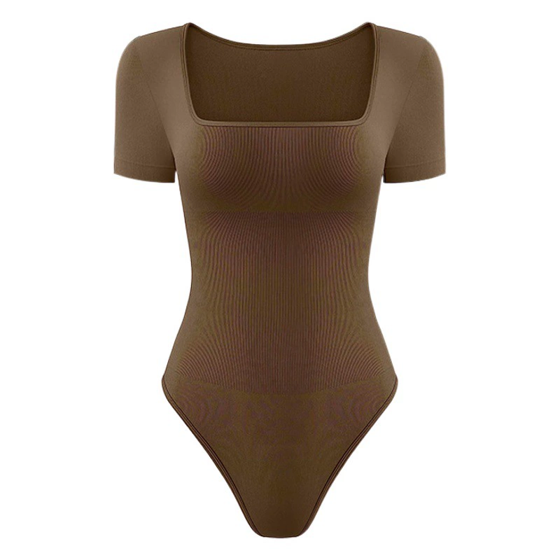 Европейская и американская бесшовная цельная одежда для йоги без подкладок для груди, безрукавная, с треугольным вырезом, ребристая, с утягивающим эффектом на талии, эластичная, облегающая, корректирующая фигуру.